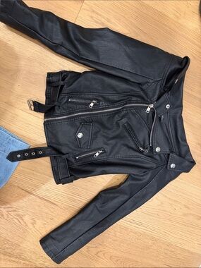 Honey Bum Black Faux Leather Moto Jacket - Women's Classic Biker Style
